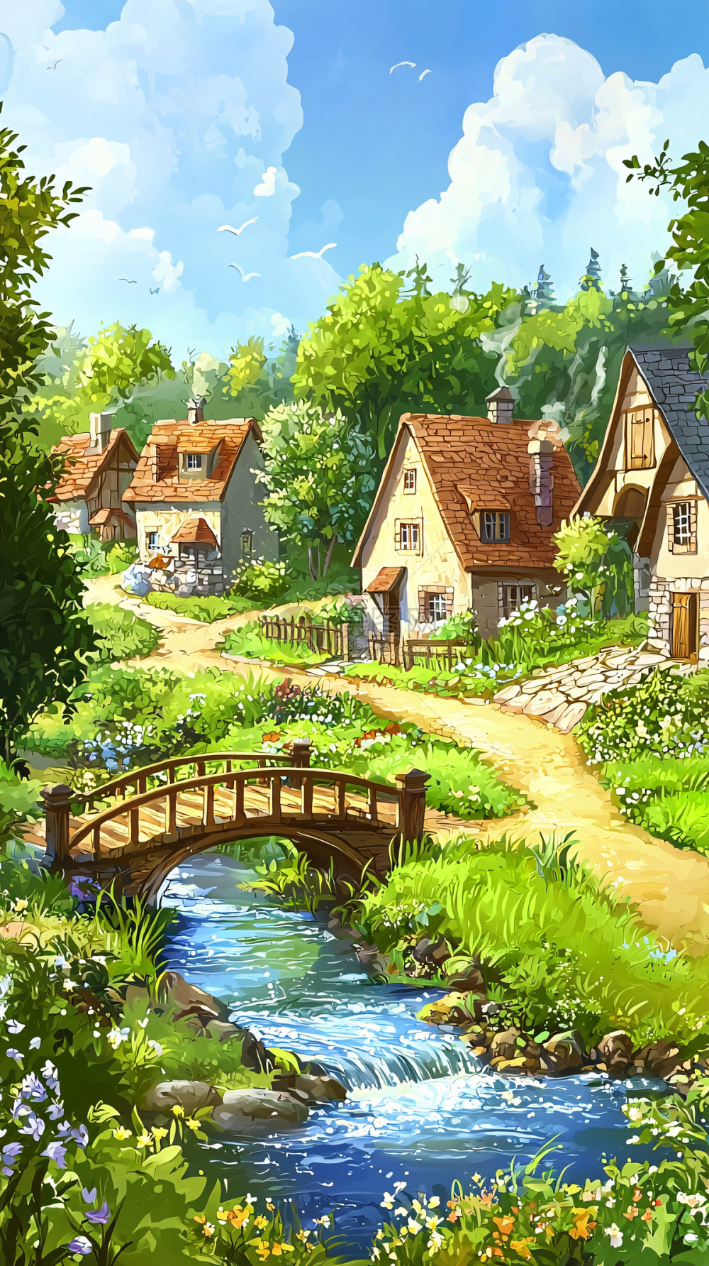 田园乡村风景画插画图片下载-正版图片700526530-摄图网