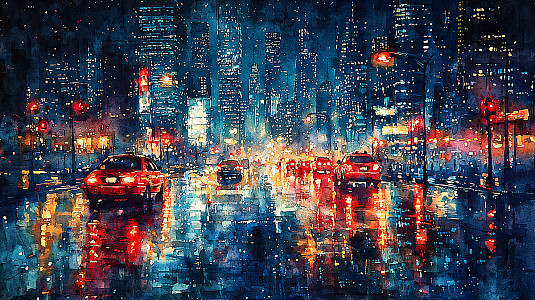 水彩画夜景城市插画图片下载-正版图片700530882-摄图网