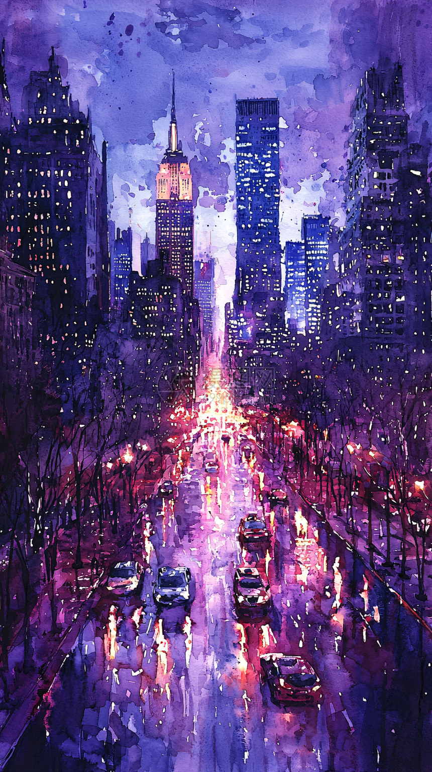 都市風景 油彩画 夜景27✖️25 水彩画夜景城市插画图片下载-正版图片700530882-摄图网
