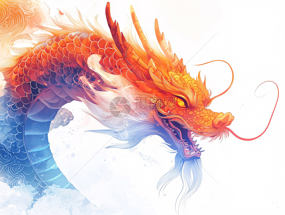 水墨风格龙插画图片下载-正版图片700586420-摄图网