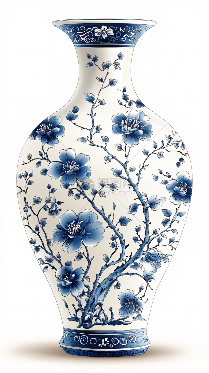 青花瓷花瓶插画图片下载-正版图片700601061-摄图网