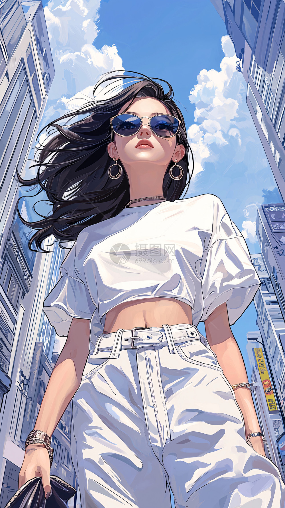时尚街拍：现代都市女性插画图片下载-正版图片700645781-摄图网