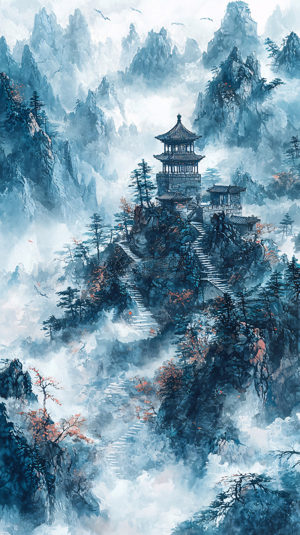 水墨画山水插画图片下载-正版图片700677353-摄图网