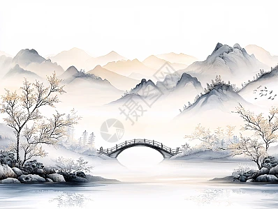 水墨画山水风景插画图片下载-正版图片700688951-摄图网