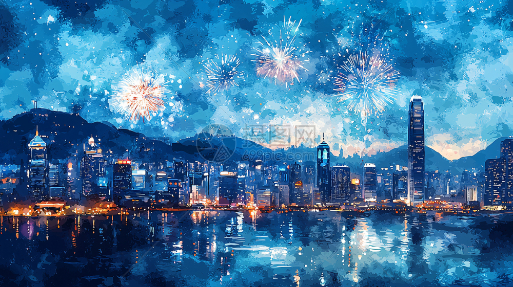蓝色水彩夜景插画图片下载-正版图片700684600-摄图网