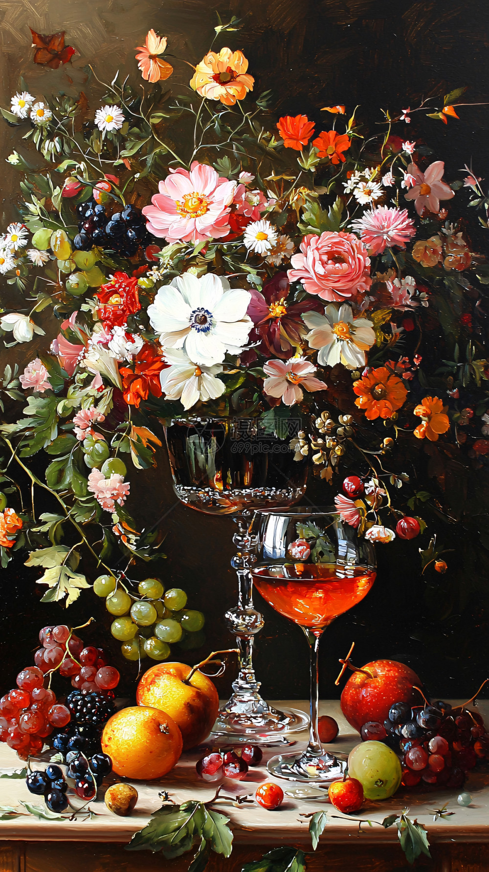 静物油画花卉水果插画图片下载-正版图片700687738-摄图网