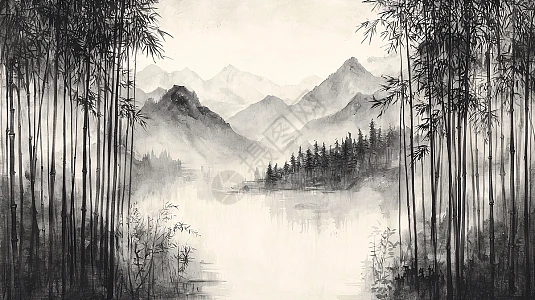 水墨山水画插画图片下载-正版图片700696542-摄图网