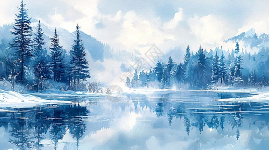 風景画 雪山 林 油彩画 水彩画雪山风景插画图片下载-正版图片700673260-摄图网