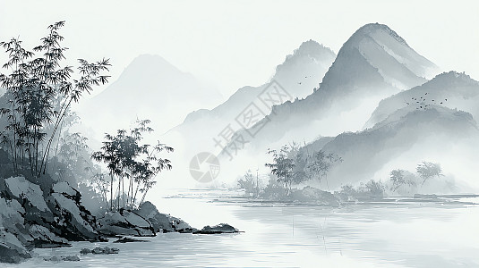 中国传统水墨山水画图片素材-正版创意图片700716707-摄图网