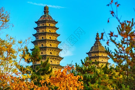 双塔寺图片_双塔寺素材_双塔寺高清图片_摄图网图片下载